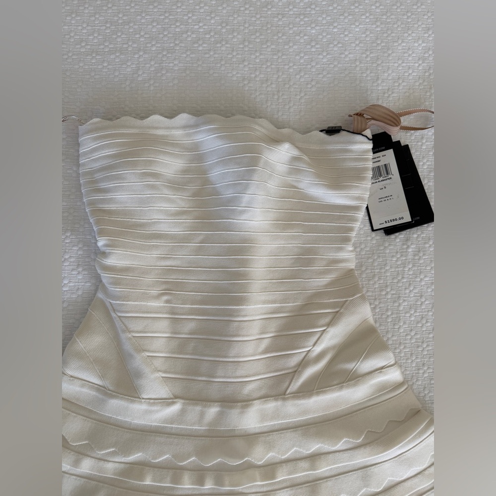Herve Leger “Phoebe Dress” NWT White Strapless Dress Small - Picture 5 of 10